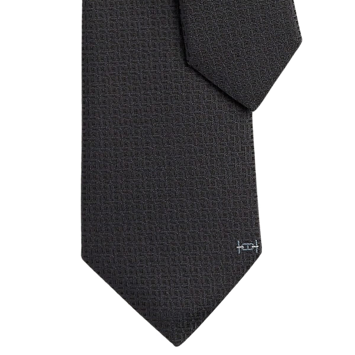 HERMES tie Maillon Overboard Noir (Black)/Grey Silk100% H339439T 01[BRAND NEW][Authentic]