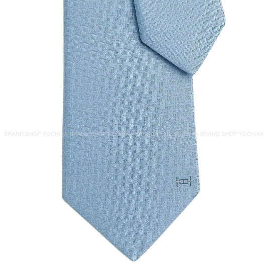 HERMES tie Maillon Overboard Ciel/Grey Silk100% H339439T 08[BRAND NEW][Authentic]