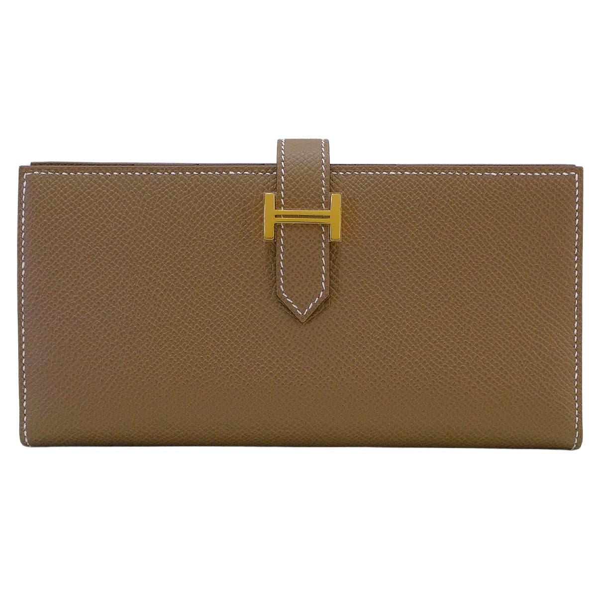 HERMES long wallet Bearn Soufflet Etoupe Veau Epsom Gold HW Stamp G[BRAND NEW][Authentic]