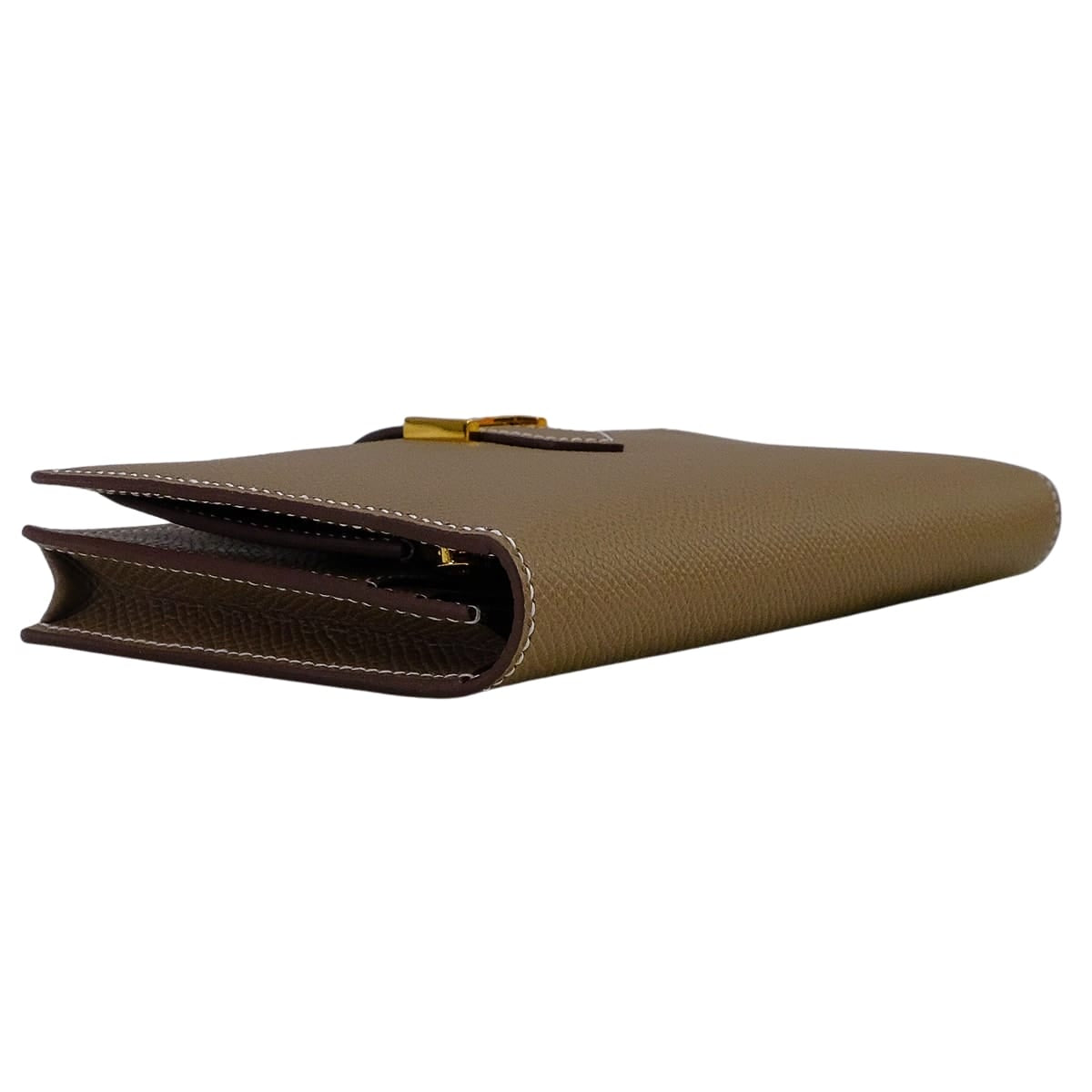 HERMES long wallet Bearn Soufflet Etoupe Veau Epsom Gold HW Stamp G[BRAND NEW][Authentic]