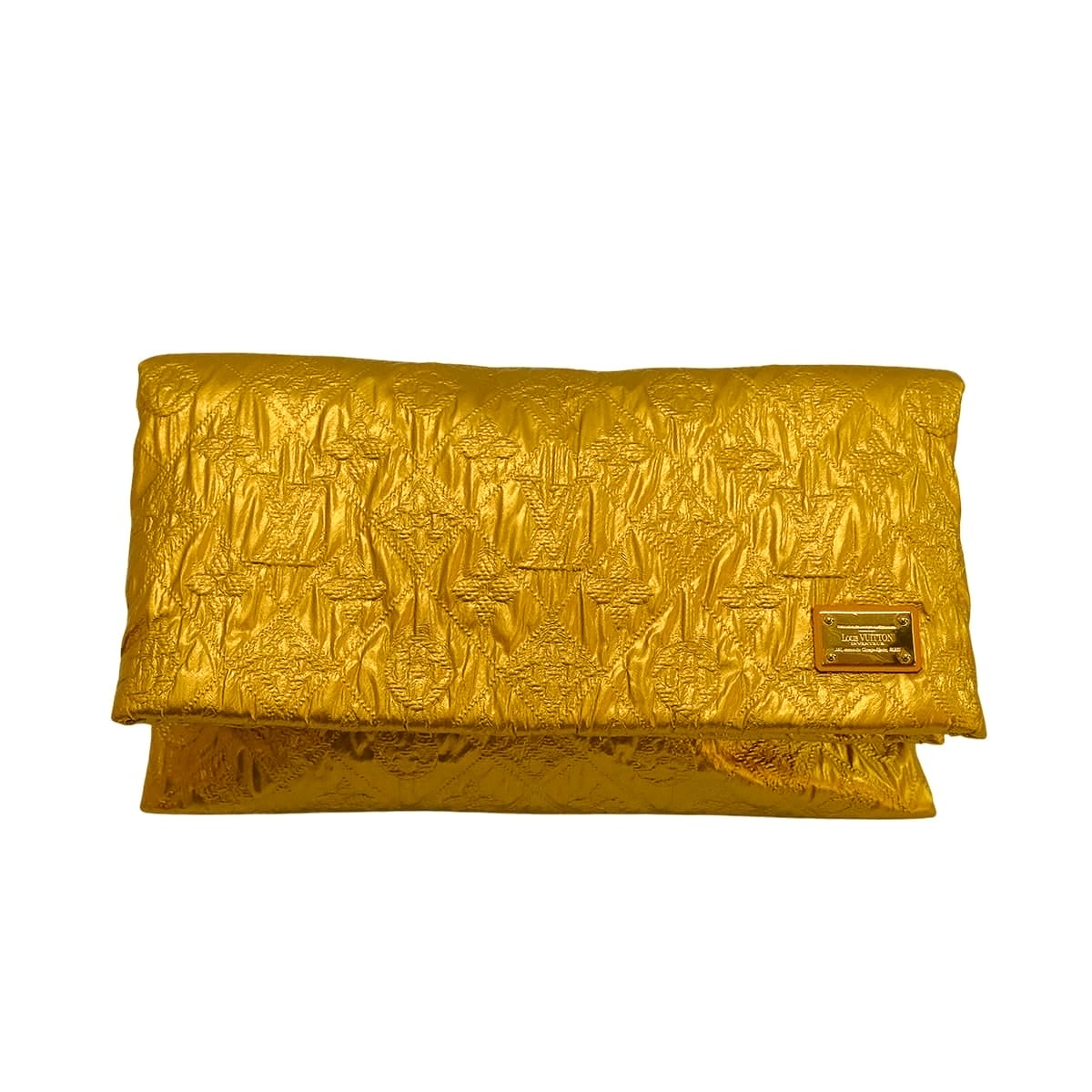 [Pre-loved] LOUIS VUITTON Clutch bag Lime light Gold Silk/Wool Gold HW[LIKE NEW][Authentic]