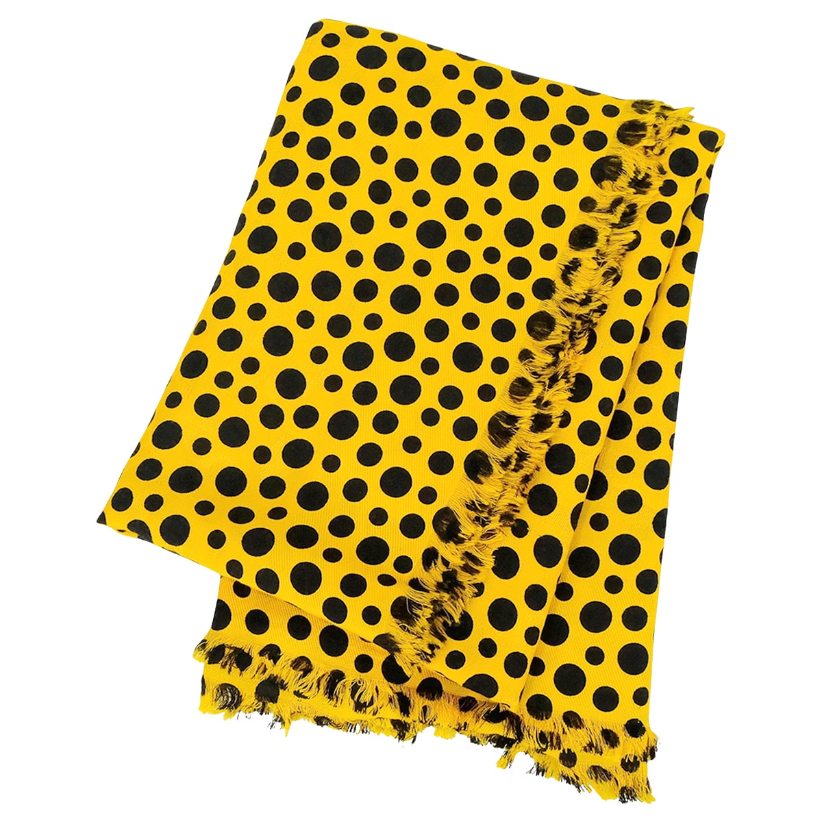 [Pre-loved] LOUIS VUITTON Stall LV × Yayoi Kusama Monogram Dots Infinity Shawl Jaune Noir (Black)/Yellow Silk/Wool M74626[LIKE NEW][Authentic]