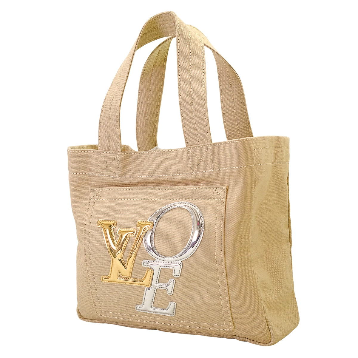 LOUIS VUITTON tote bag That's Love PM Ecru Cotton Canvas M95468[EXCELLENT][Authentic]