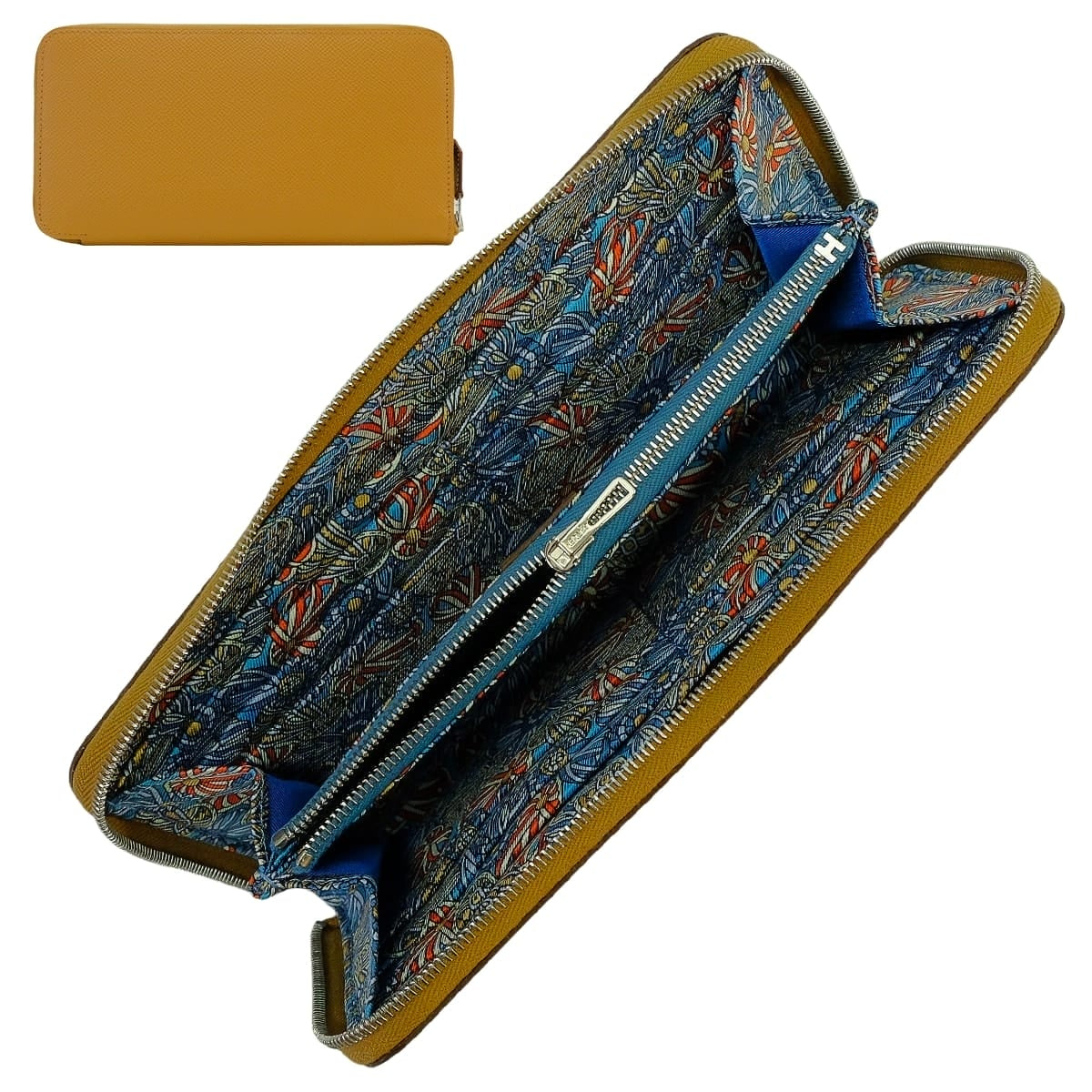 HERMES long wallet Azap Silk'in Long Cocardes Biscuit/Bleu Jean/Capucine Veau Epsom/Veau Barenia Silver HW Stamp G[BRAND NEW][Authentic]