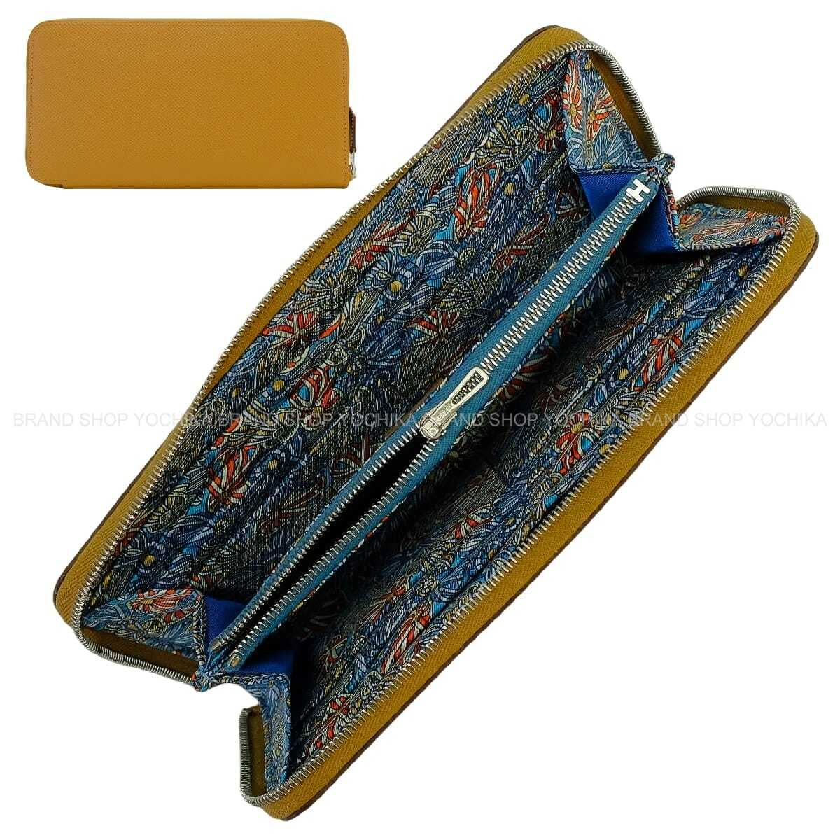 HERMES long wallet Azap Silk'in Long Cocardes Biscuit/Bleu Jean/Capucine Veau Epsom/Veau Barenia Silver HW Stamp G[BRAND NEW][Authentic]