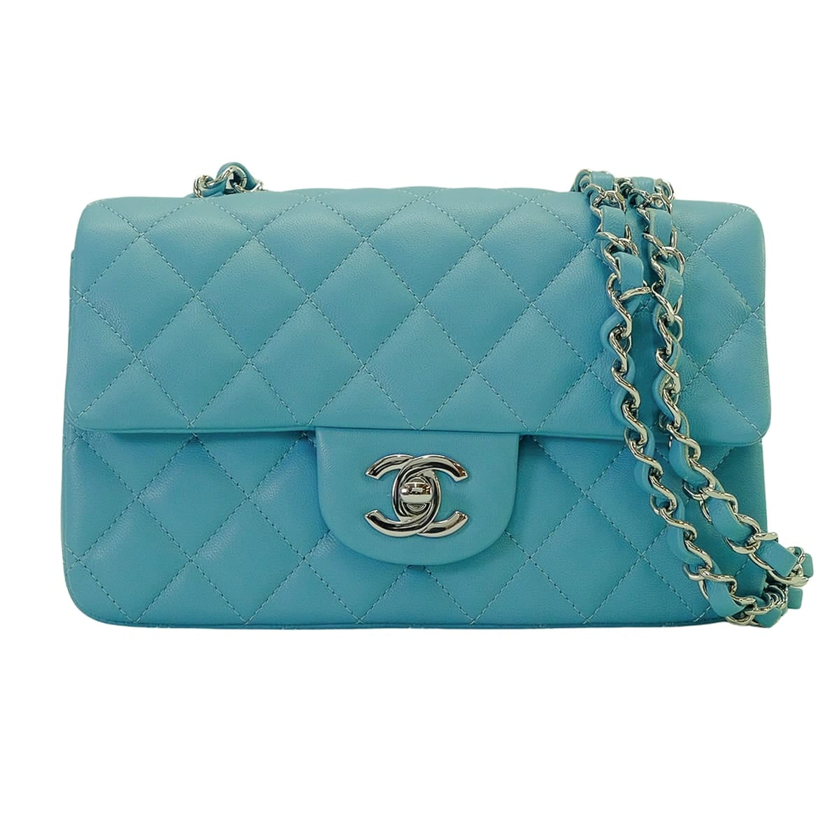 [Pre-loved] CHANEL Shoulder bag Mini Matelasse 20 COCO Mark ChainTurquoise Blue Lambskin Silver HW A69900[LIKE NEW][Authentic]