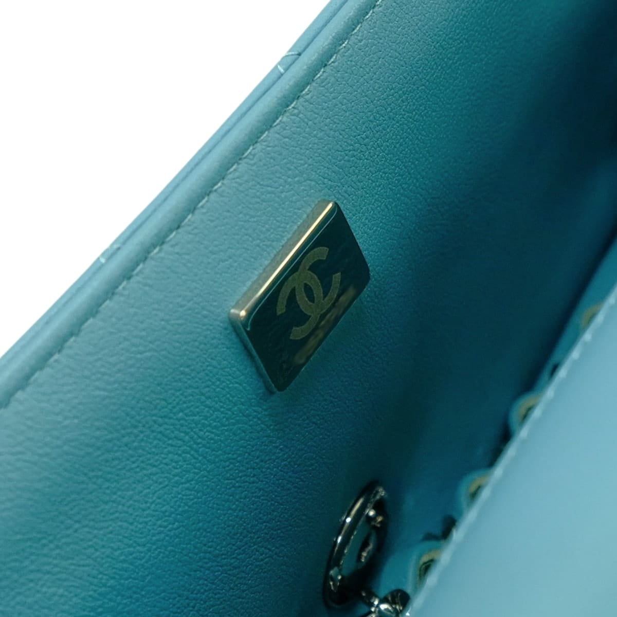 [Pre-loved] CHANEL Shoulder bag Mini Matelasse 20 COCO Mark ChainTurquoise Blue Lambskin Silver HW A69900[LIKE NEW][Authentic]
