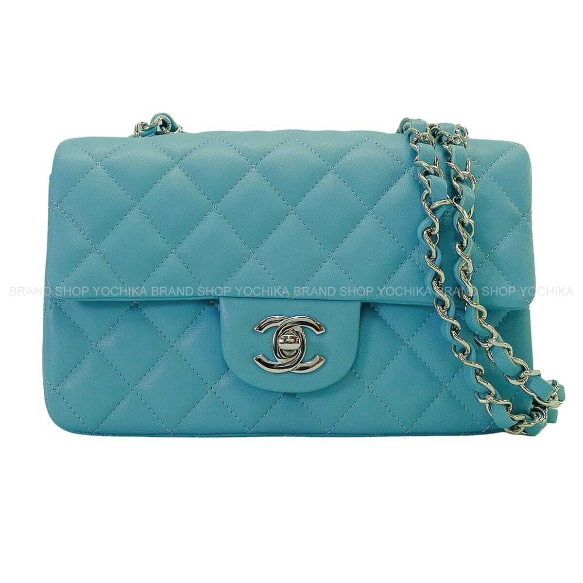 [Pre-loved] CHANEL Shoulder bag Mini Matelasse 20 COCO Mark ChainTurquoise Blue Lambskin Silver HW A69900[LIKE NEW][Authentic]