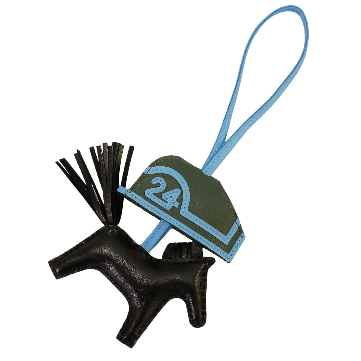 HERMES bag charm Rodeo Robeo Plush PM Noir (Black)/Celeste/Vert Mangrove Agneau Milo/Veau Swift Stamp K[BRAND NEW][Authentic]