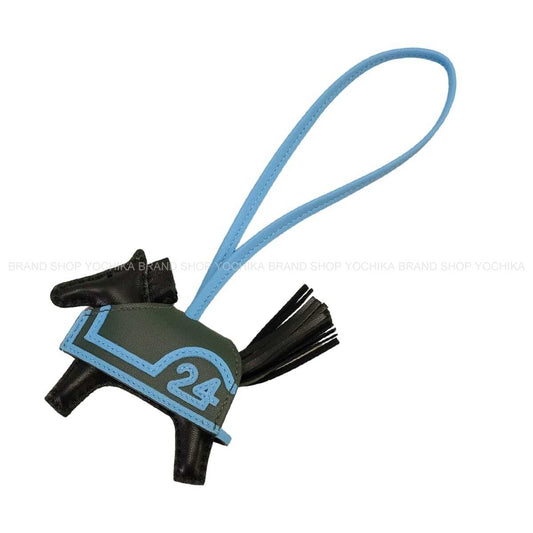 HERMES bag charm Rodeo Robeo Plush PM Noir (Black)/Celeste/Vert Mangrove Agneau Milo/Veau Swift Stamp K[BRAND NEW][Authentic]