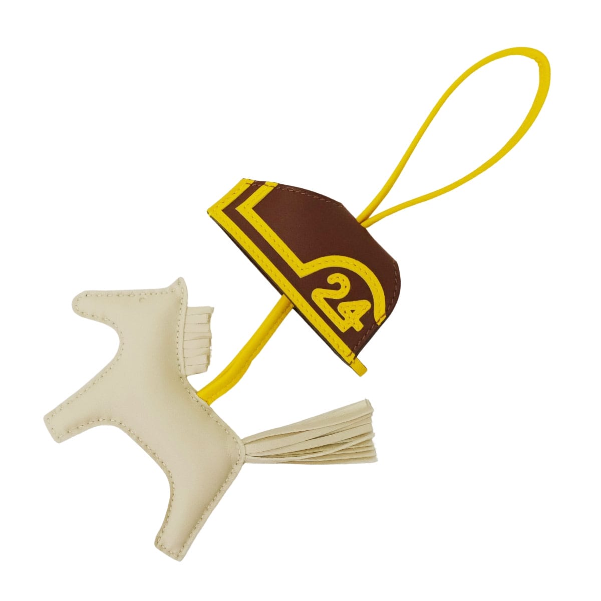 HERMES bag charm Rodeo Robeo Plush PM Craie/Terre/Jaune de Naples Agneau Milo/Veau Swift Stamp G[BRAND NEW][Authentic]