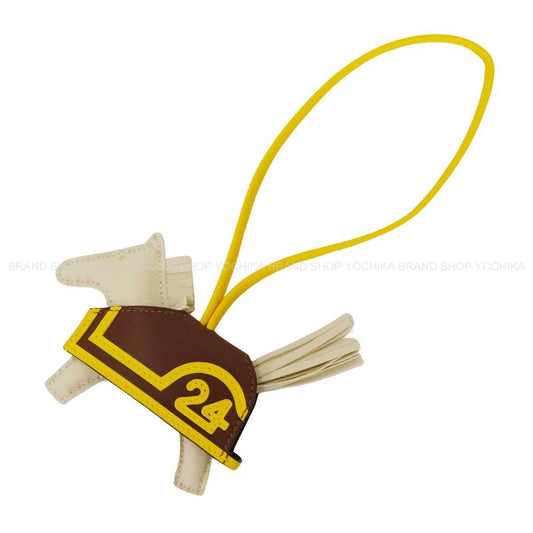 HERMES bag charm Rodeo Robeo Plush PM Craie/Terre/Jaune de Naples Agneau Milo/Veau Swift Stamp G[BRAND NEW][Authentic]