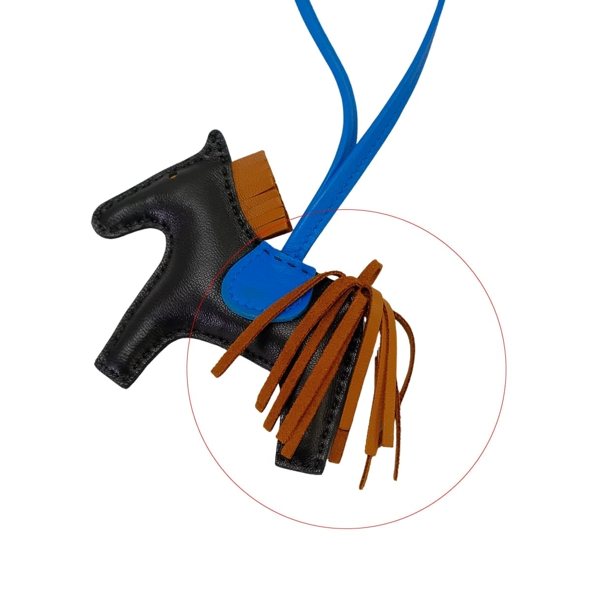 [Pre-loved] HERMES bag charm Rodeo PM Noir (Black)/Gold/Bleu Zanzibar Agneau Milo/Veau Swift Stamp Z[LIKE NEW][Authentic]