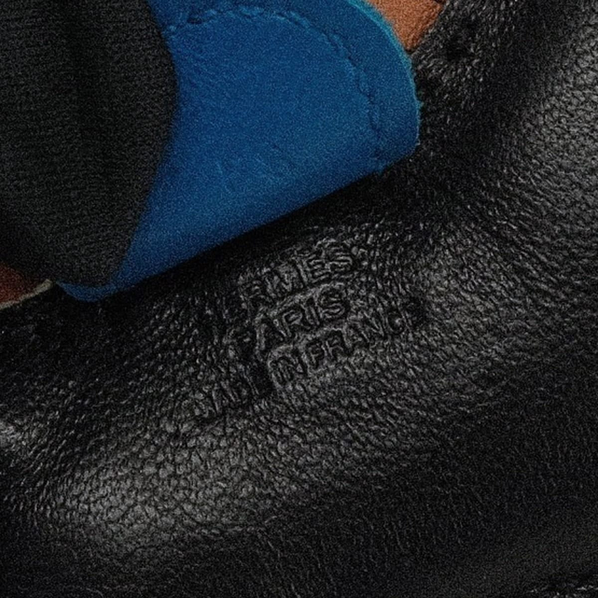 [Pre-loved] HERMES bag charm Rodeo PM Noir (Black)/Gold/Bleu Zanzibar Agneau Milo/Veau Swift Stamp Z[LIKE NEW][Authentic]