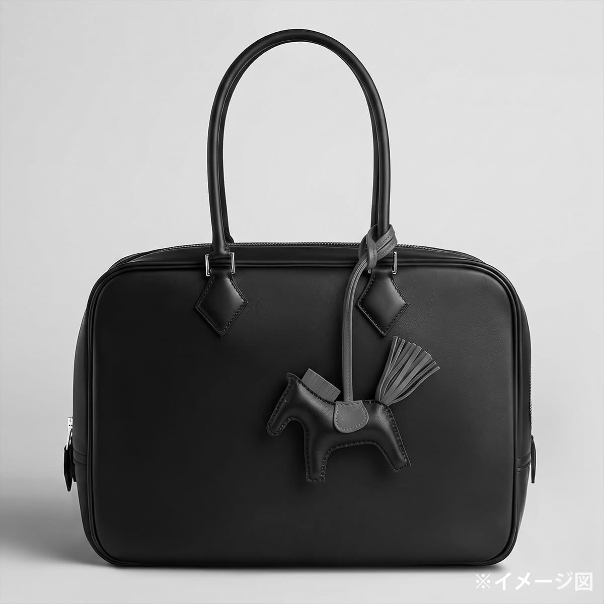 [Pre-loved] HERMES bag charm Rodeo PM Noir (Black)/Gold/Bleu Zanzibar Agneau Milo/Veau Swift Stamp Z[LIKE NEW][Authentic]
