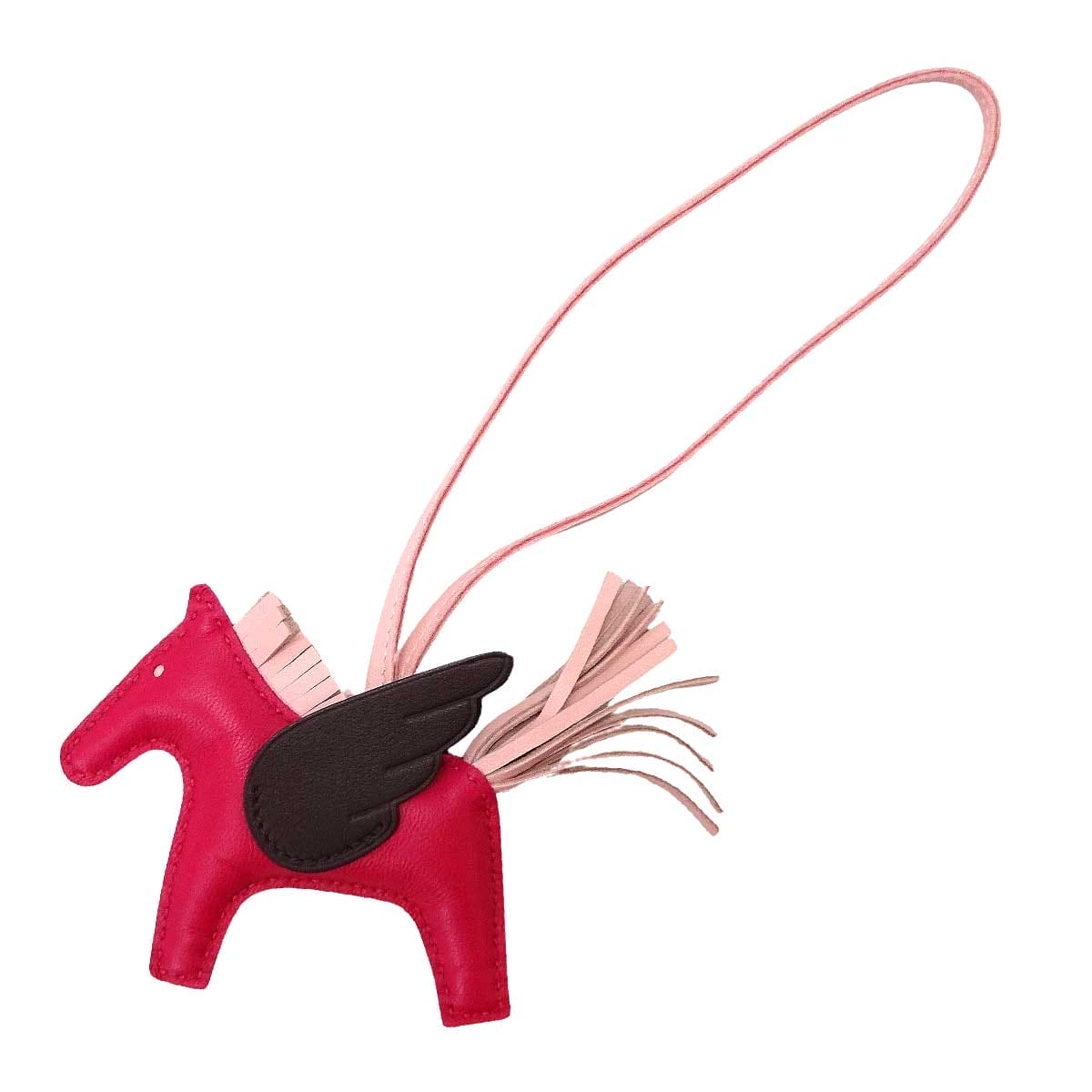 HERMES bag charm Rodeo Pegasus PM Framboise/Rouge Sellier/Rose Sakura Agneau Milo/Veau Swift Stamp Z[EXCELLENT][Authentic]