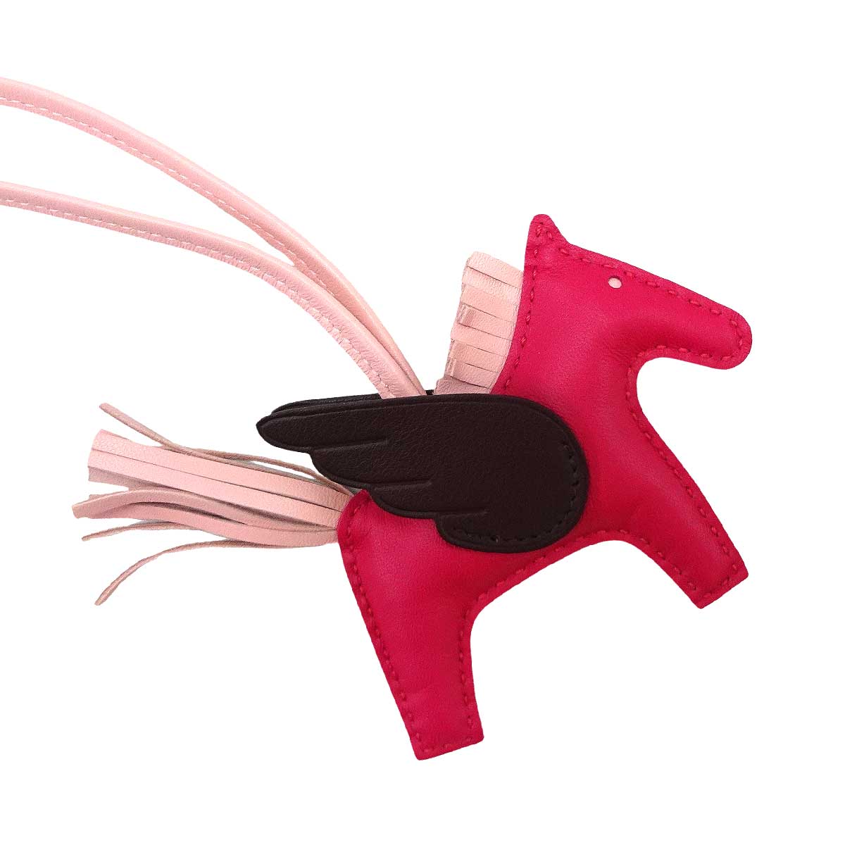 HERMES bag charm Rodeo Pegasus PM Framboise/Rouge Sellier/Rose Sakura Agneau Milo/Veau Swift Stamp Z[EXCELLENT][Authentic]