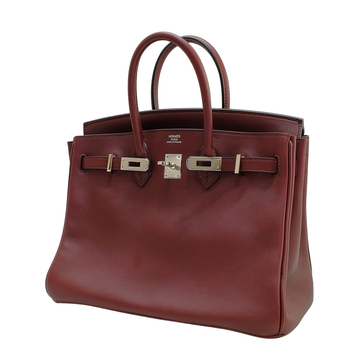 [Pre-loved] HERMES Handbag Birkin25 Rouge H Veau Swift Silver HW Stamp A[LIKE NEW][Authentic]