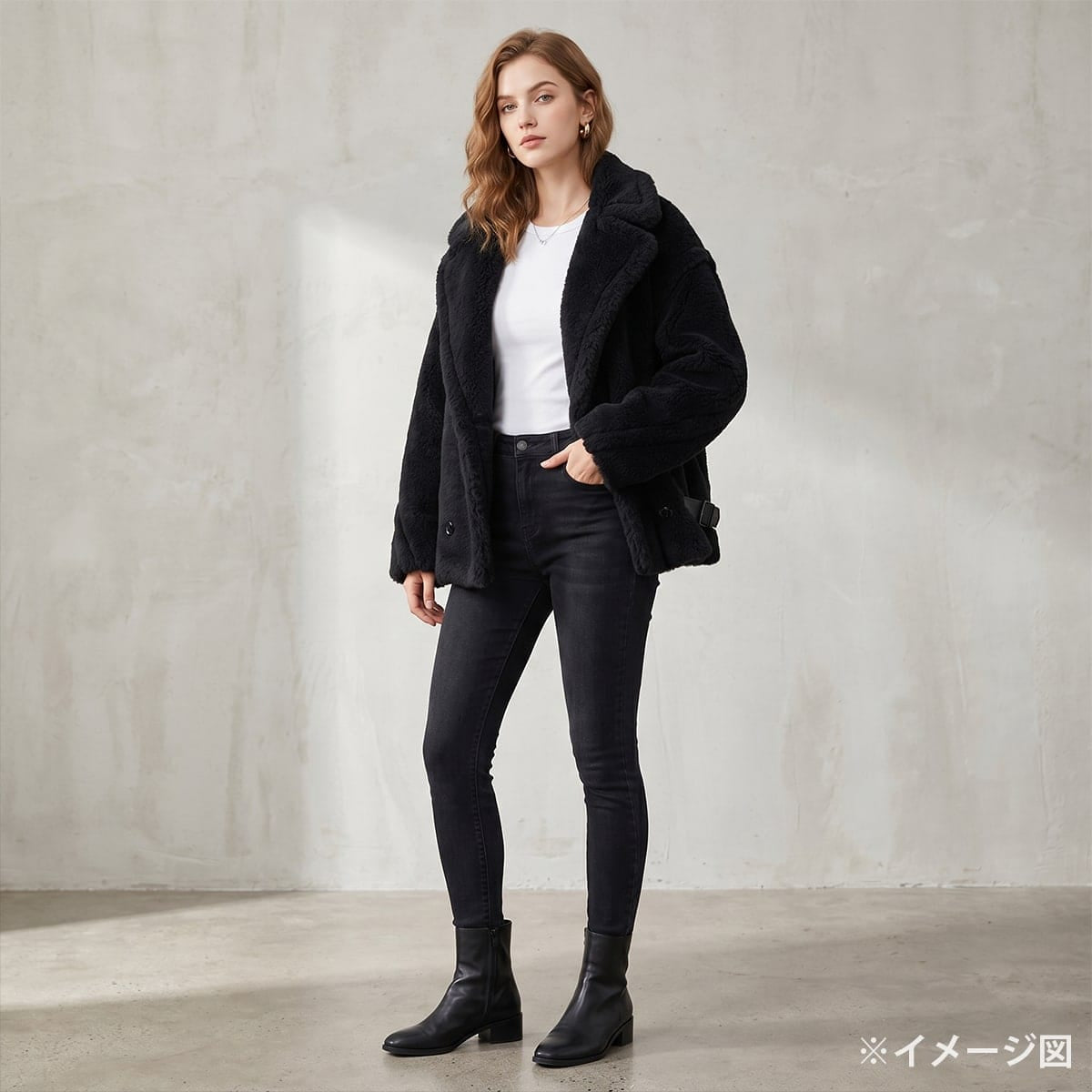 2024AW MAX MARA Cape Jacket Teddy Bear "Radice" Noir (Black) Alpaca/Wool/Silk #42 Silver HW 2421086052[EXCELLENT][Authentic]