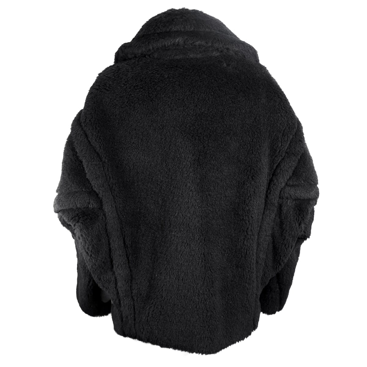 2024AW MAX MARA Cape Jacket Teddy Bear "Radice" Noir (Black) Alpaca/Wool/Silk #42 Silver HW 2421086052[EXCELLENT][Authentic]