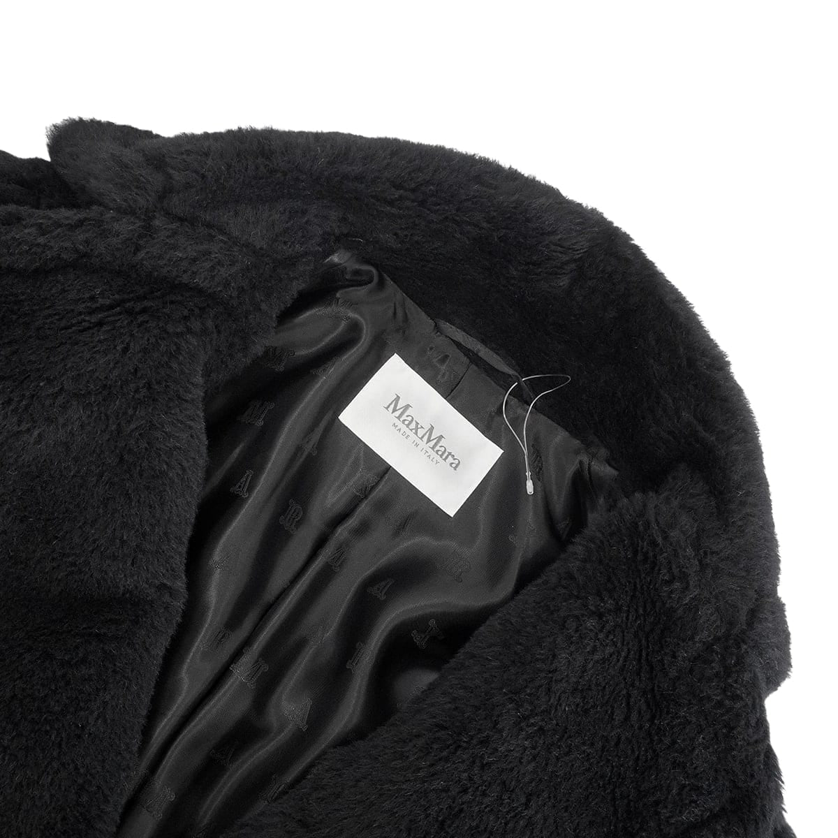 2024AW MAX MARA Cape Jacket Teddy Bear "Radice" Noir (Black) Alpaca/Wool/Silk #42 Silver HW 2421086052[EXCELLENT][Authentic]