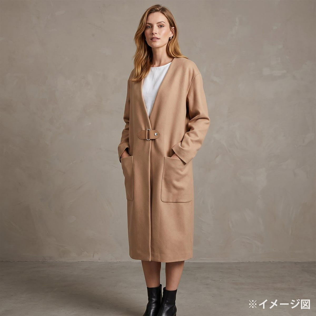 [Pre-loved] 2021SS HERMES Supple Coat Collarless Sellier Buttons Beige Linen/Silk/Cow Leather #40 Silver HW 16-7106[USED SA][Authentic]