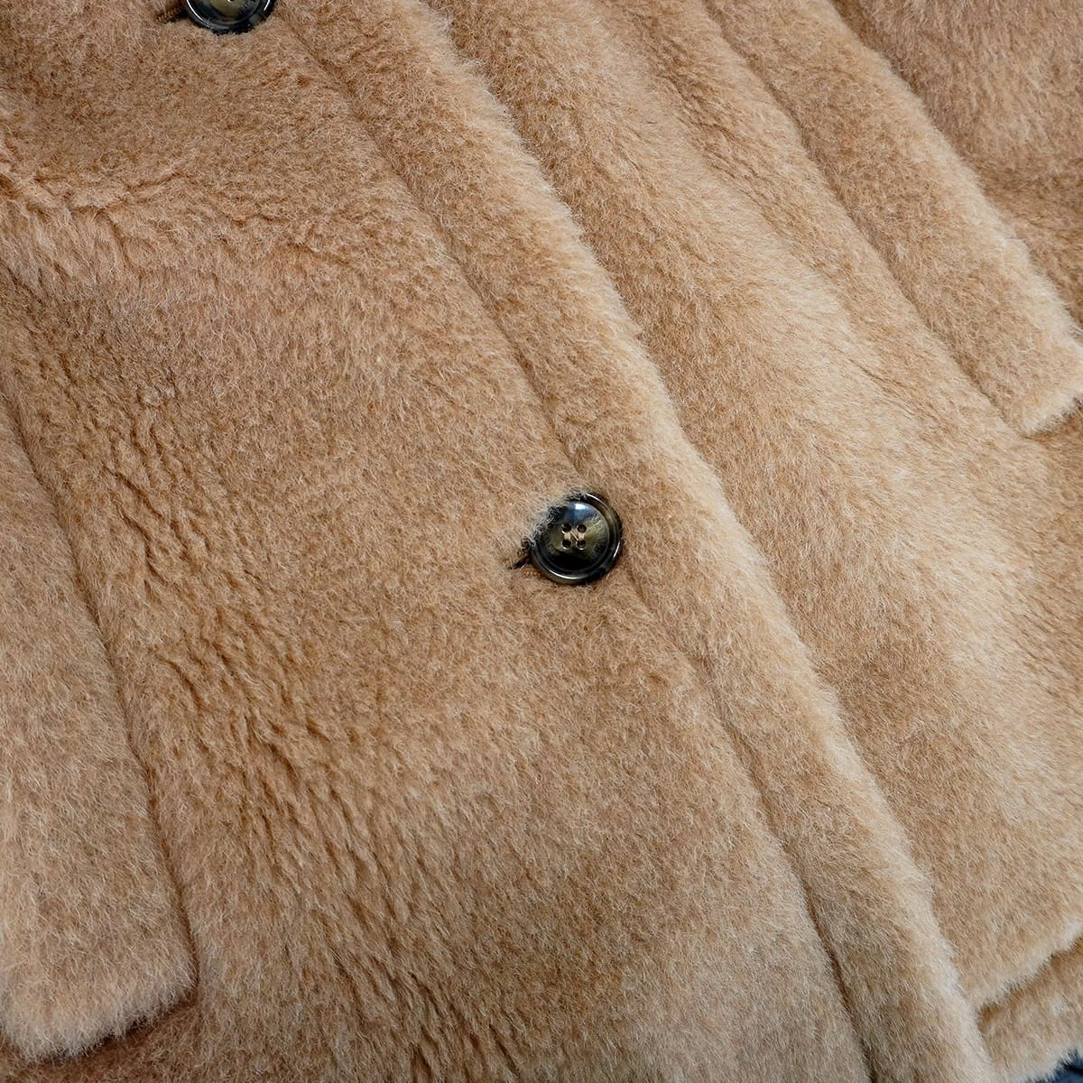 MAX MARA Poncho Teddy Bear Cape "Tenebre4"Camel Alpaca/Cashmere/Silk #ML Gold HW 25147311616[EXCELLENT][Authentic]