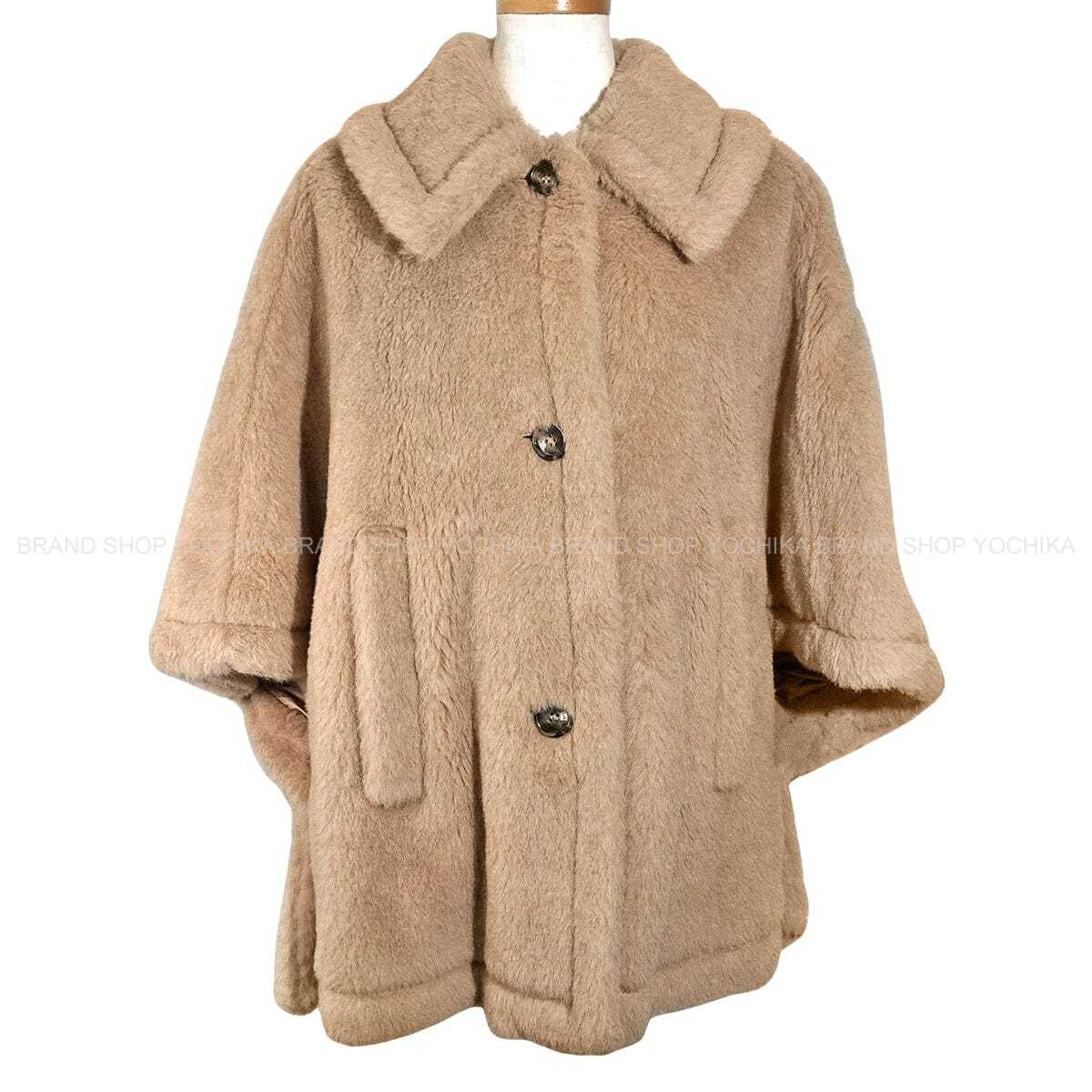 MAX MARA Poncho Teddy Bear Cape "Tenebre4"Camel Alpaca/Cashmere/Silk #ML Gold HW 25147311616[EXCELLENT][Authentic]