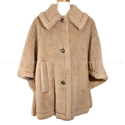 MAX MARA Poncho Teddy Bear Cape "Tenebre4"Camel Alpaca/Cashmere/Silk #ML Gold HW 25147311616[EXCELLENT][Authentic]
