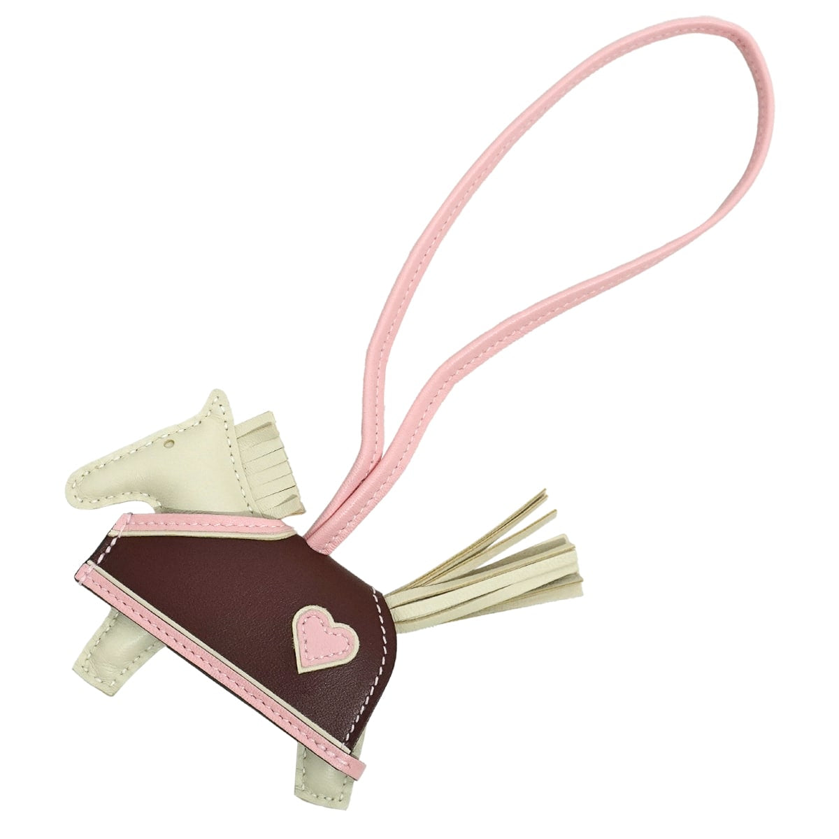 HERMES bag charm Rodeo Robeo Coeur PM Craie/Terre/Rose Sakura Agneau Milo/Veau Swift Stamp K[BRAND NEW][Authentic]