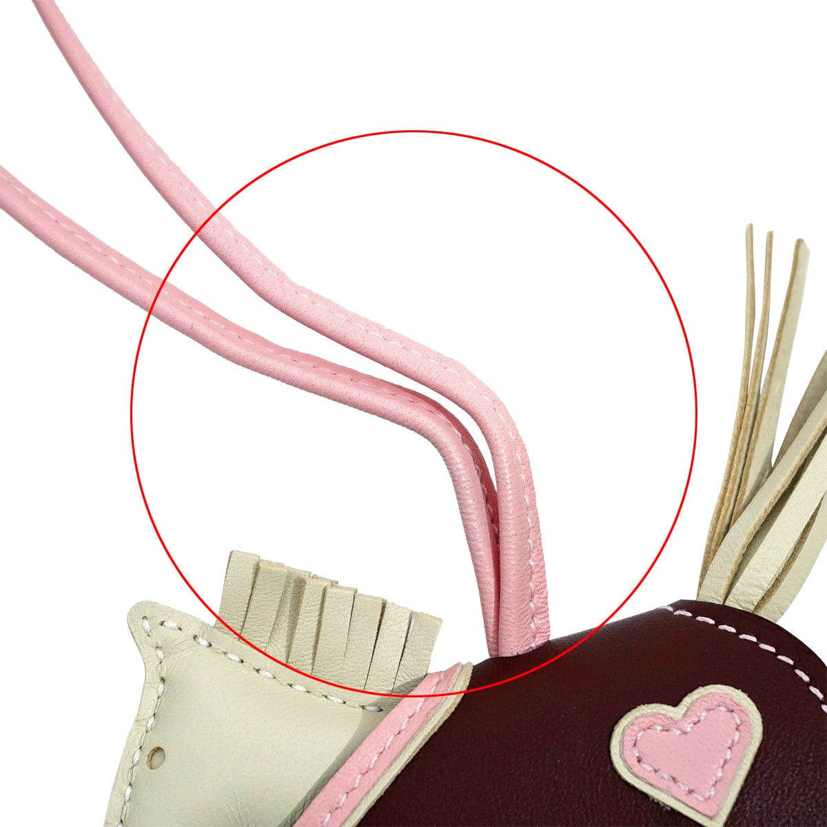 HERMES bag charm Rodeo Robeo Coeur PM Craie/Terre/Rose Sakura Agneau Milo/Veau Swift Stamp K[BRAND NEW][Authentic]