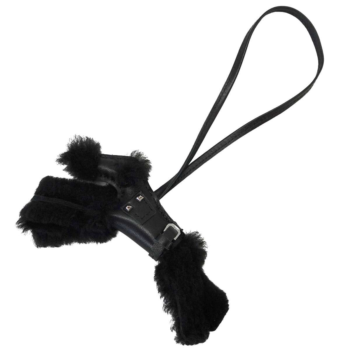 HERMES bag charm Buddy dog Punk SO BLACK Noir (Black) Agneau Milo/Mouton Silver HW Stamp W[EXCELLENT][Authentic]