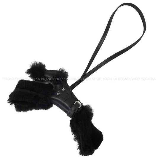 HERMES bag charm Buddy dog Punk SO BLACK Noir (Black) Agneau Milo/Mouton Silver HW Stamp W[EXCELLENT][Authentic]