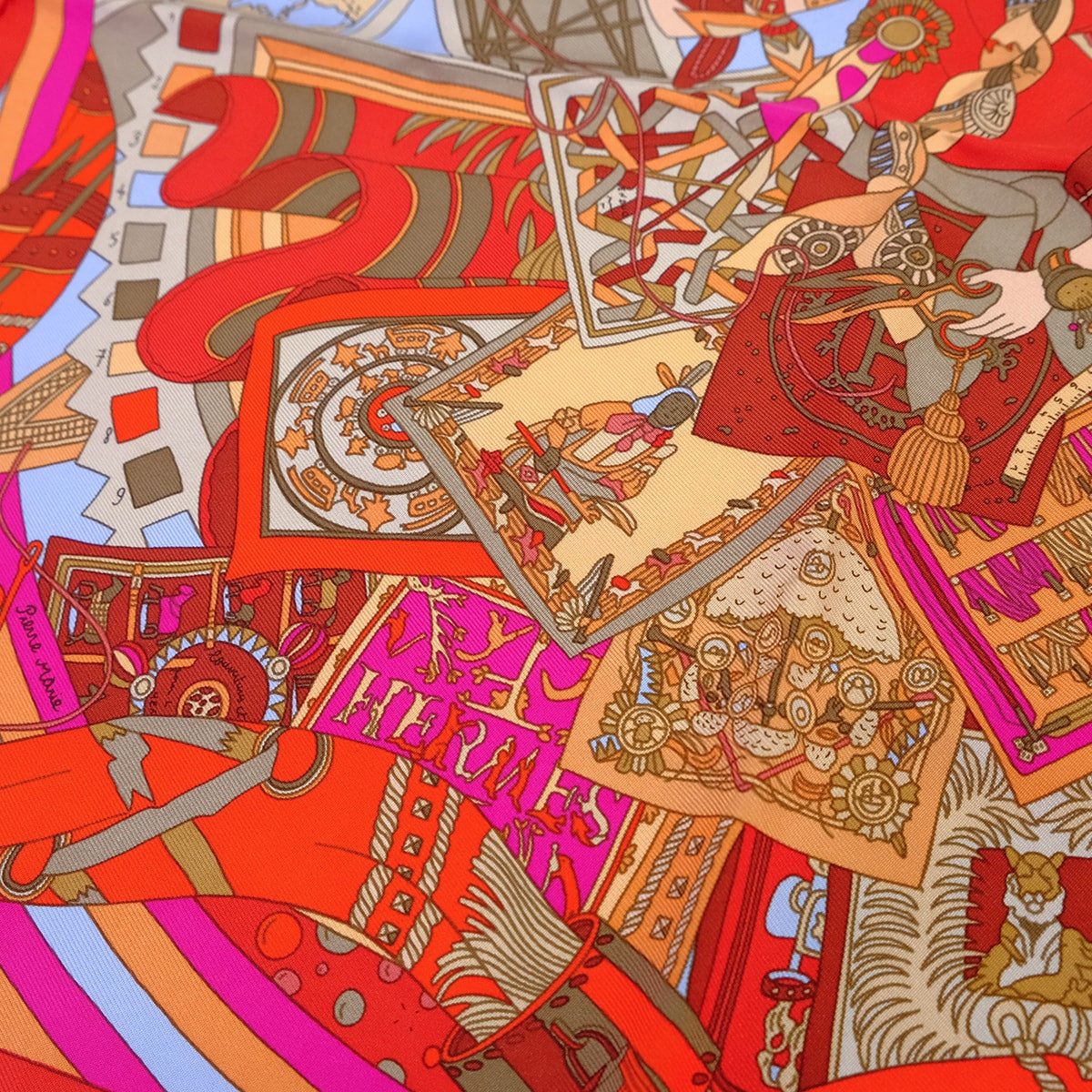 2017SS HERMES scarf Carre 45 Gavroche Mademoiselle SoieRouge/Brique/Ciel/Coral Silk100% H892651S 04[EXCELLENT][Authentic]