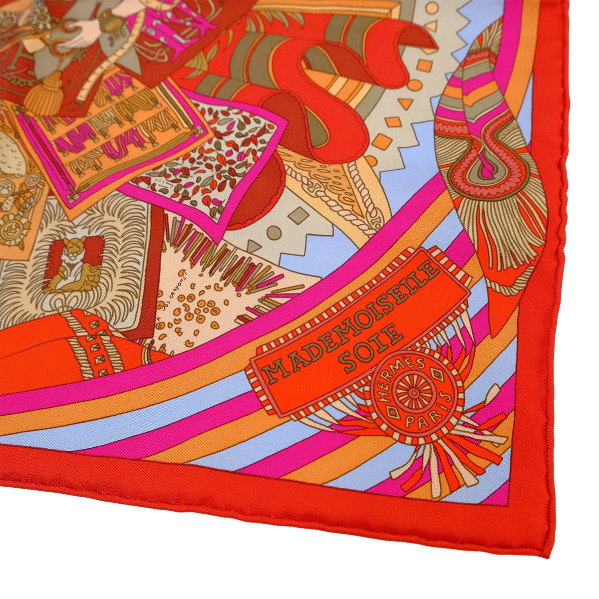 2017SS HERMES scarf Carre 45 Gavroche Mademoiselle SoieRouge/Brique/Ciel/Coral Silk100% H892651S 04[EXCELLENT][Authentic]