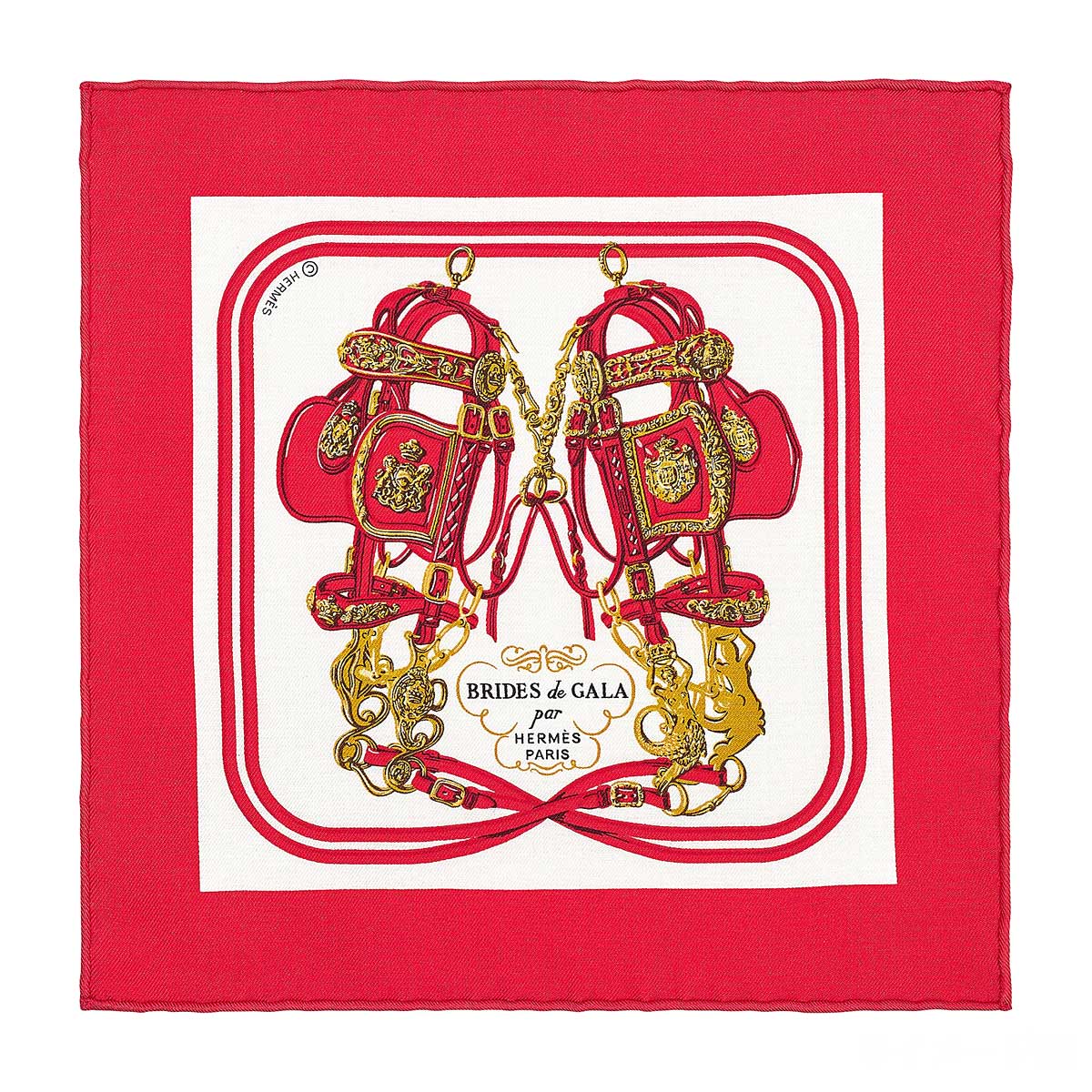 2021SS HERMES scarf Carre 20 Nano Brides de GalaRouge/Blanc (White) Silk100%[EXCELLENT][Authentic]