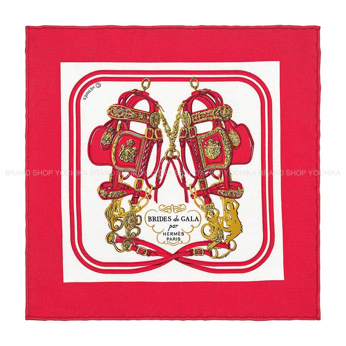 2021SS HERMES scarf Carre 20 Nano Brides de GalaRouge/Blanc (White) Silk100%[EXCELLENT][Authentic]