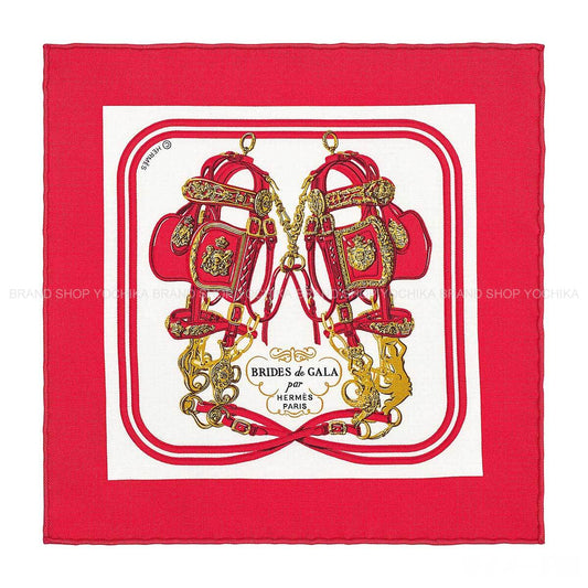 2021SS HERMES scarf Carre 20 Nano Brides de GalaRouge/Blanc (White) Silk100%[EXCELLENT][Authentic]