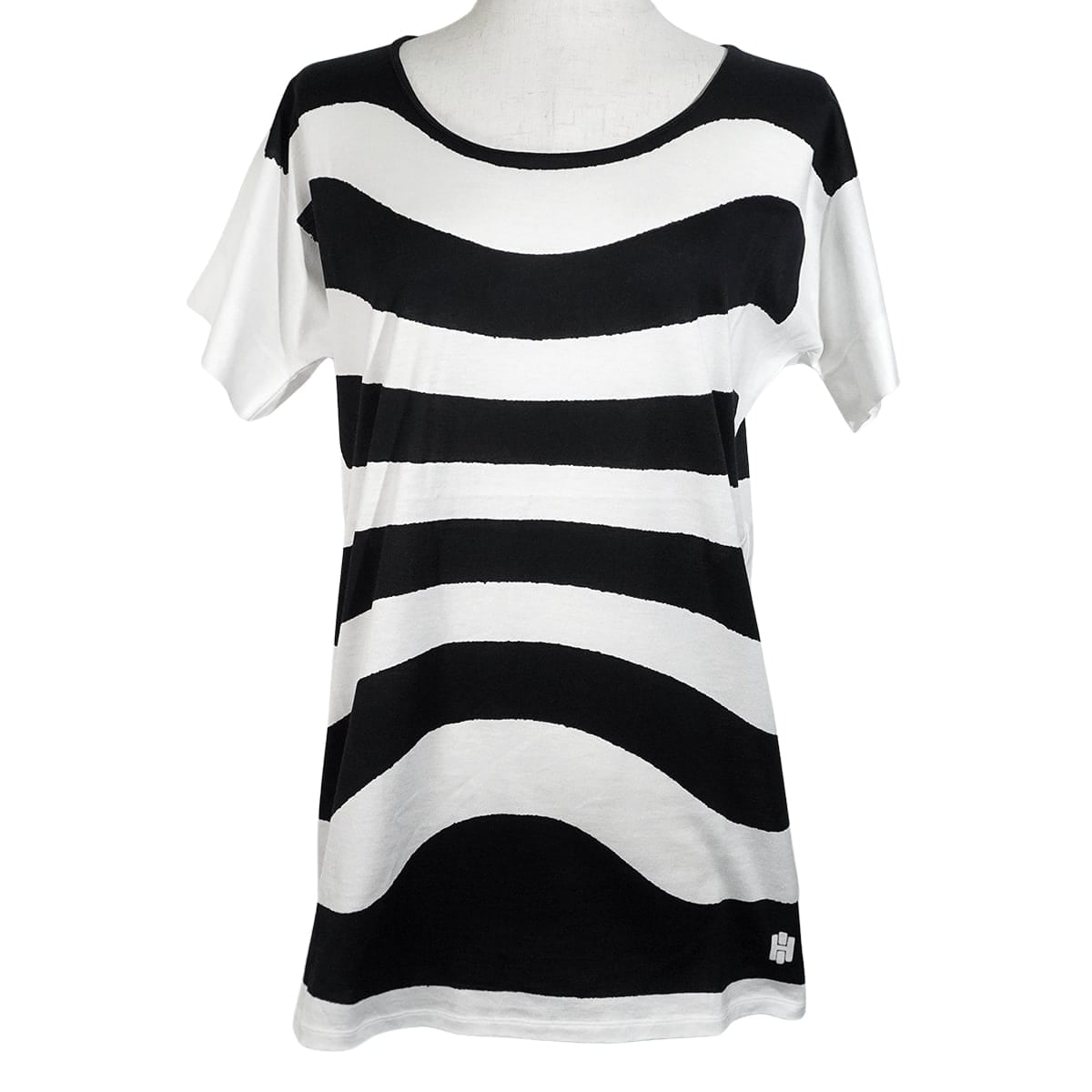 HERMES Short sleeve t shirt Women's Marine/Blanc (White) Cotton #34[ALMOST NEW][Authentic]