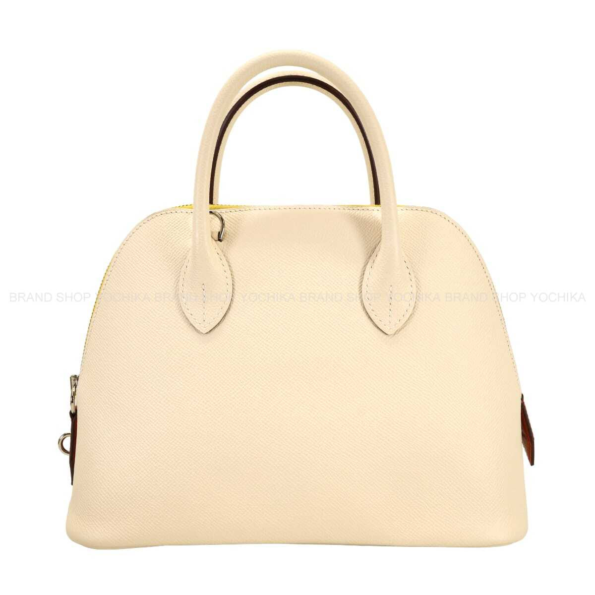 HERMES Shoulder bag Bolide1923 25 Tricolor Nata/Jaune Citron/Terre Battue Veau Epsom Silver HW Stamp U[EXCELLENT][Authentic]
