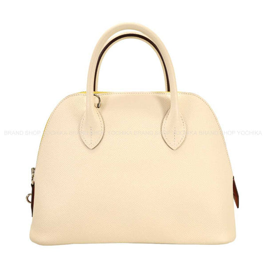 HERMES Shoulder bag Bolide1923 25 Tricolor Nata/Jaune Citron/Terre Battue Veau Epsom Silver HW Stamp U[EXCELLENT][Authentic]