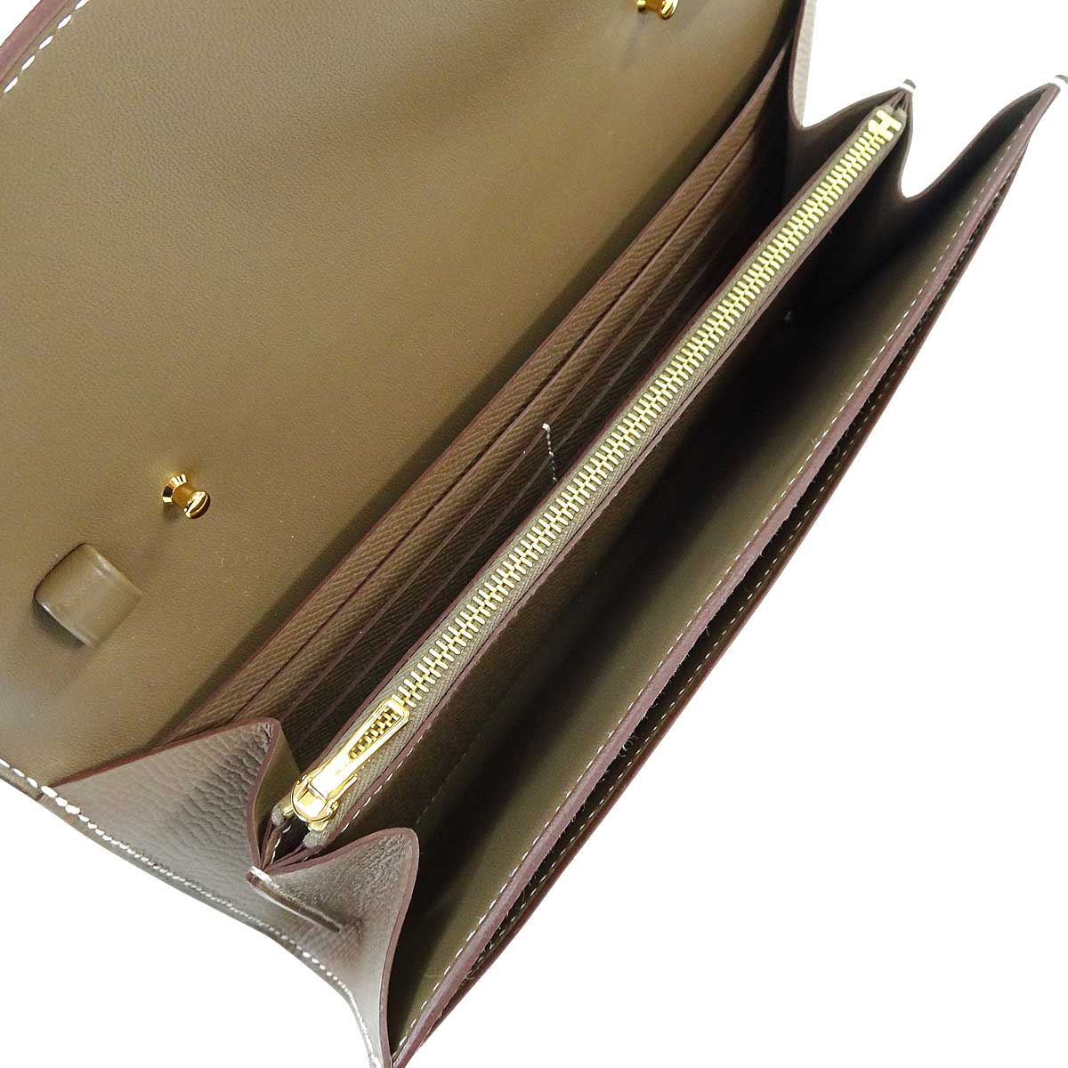 HERMES long wallet Constance Long wallet To Go Etoupe Veau Epsom Gold HW Stamp B[EXCELLENT][Authentic]