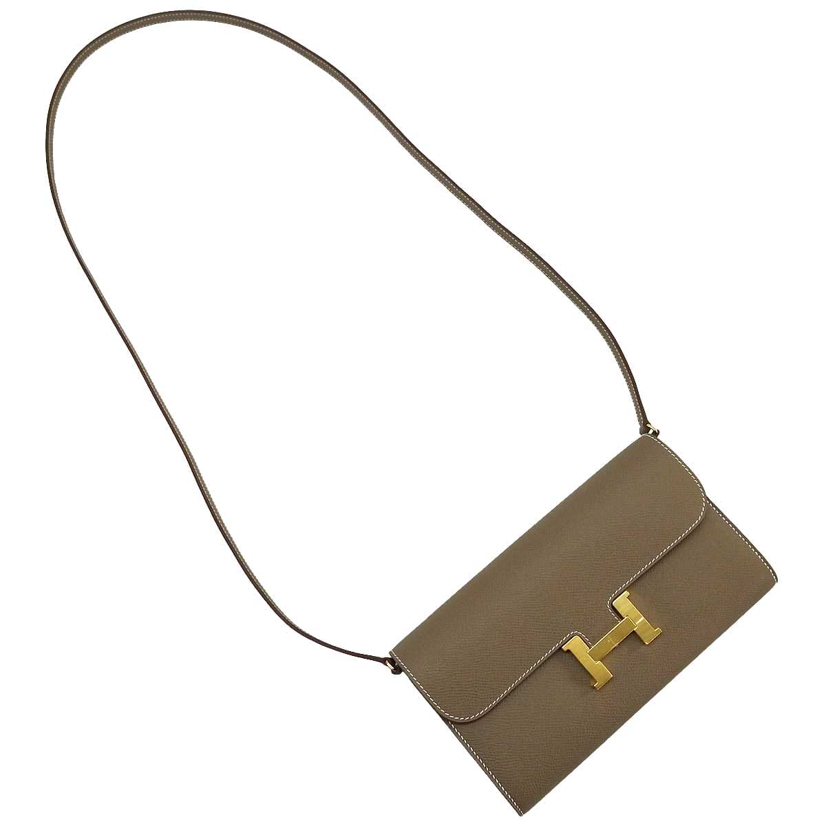 HERMES long wallet Constance Long wallet To Go Etoupe Veau Epsom Gold HW Stamp B[EXCELLENT][Authentic]