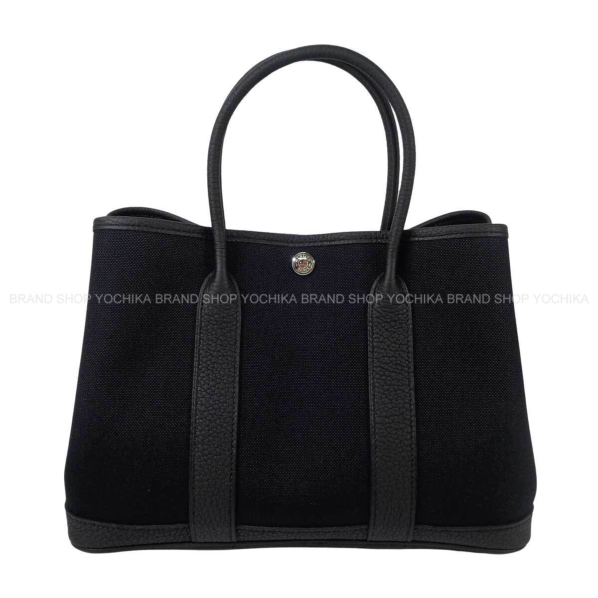 HERMES tote bag Garden Party 30 TPM Noir (Black) Toile Militaire/Veau Negonda Silver HW Stamp G[BRAND NEW][Authentic]