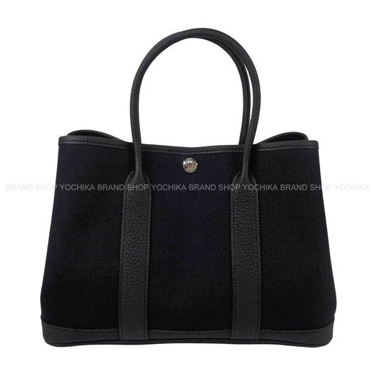 HERMES tote bag Garden Party 30 TPM Noir (Black) Toile Militaire/Veau Negonda Silver HW Stamp G[BRAND NEW][Authentic]