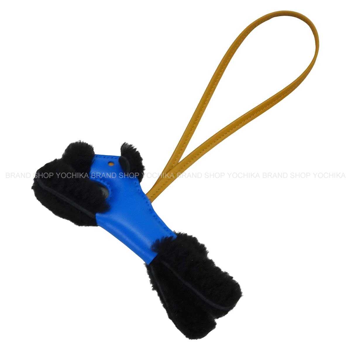 HERMES bag charm Buddy Dog Noir (Black)/Bleu France/Sesami Agneau Milo/Mouton Stamp G[BRAND NEW][Authentic]