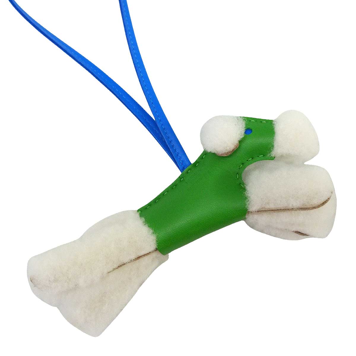 HERMES bag charm Buddy Dog Vert Yucca/Bleu Hydra Agneau Milo/Mouton Stamp G[BRAND NEW][Authentic]
