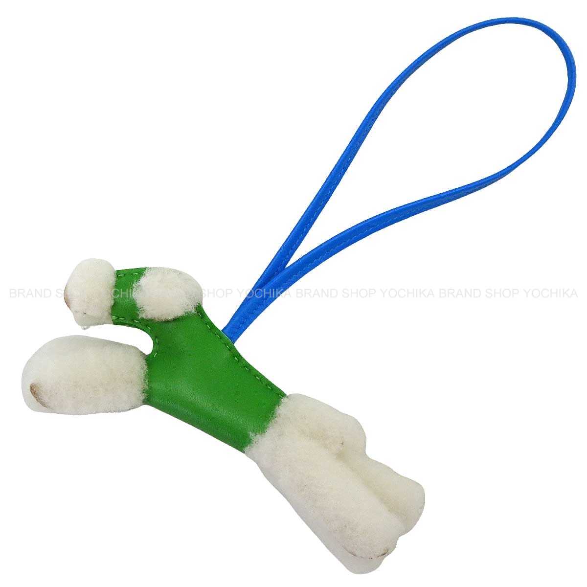 HERMES bag charm Buddy Dog Vert Yucca/Bleu Hydra Agneau Milo/Mouton Stamp G[BRAND NEW][Authentic]