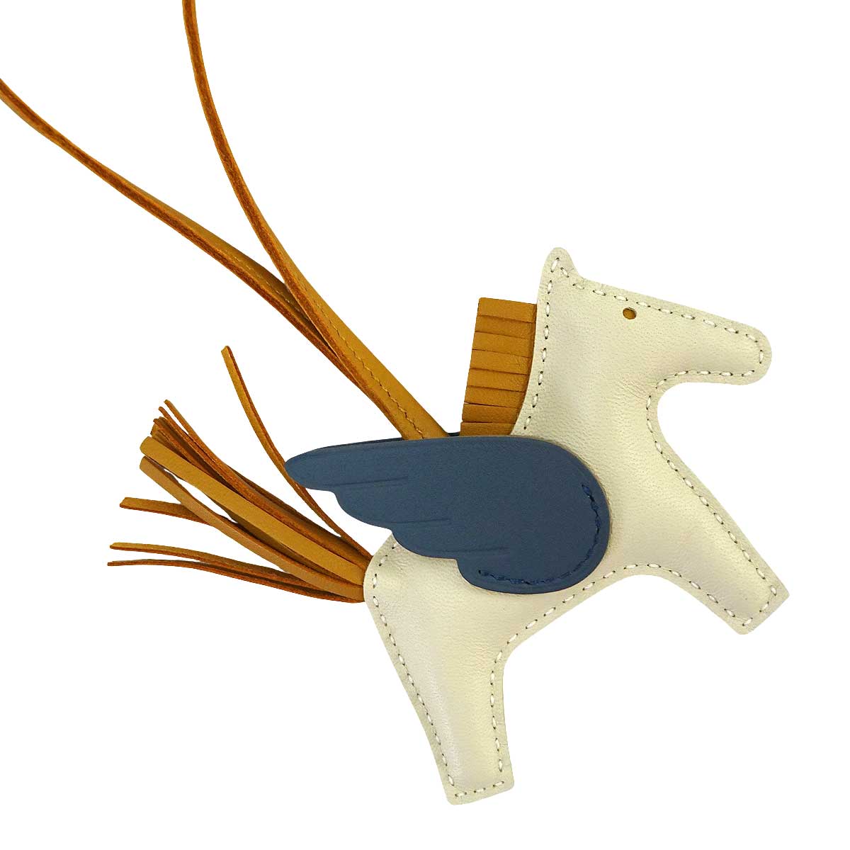 HERMES bag charm Rodeo Pegasus PM Craie/Blue Tie/Sesami Agneau Milo/Veau Swift Stamp G[BRAND NEW][Authentic]