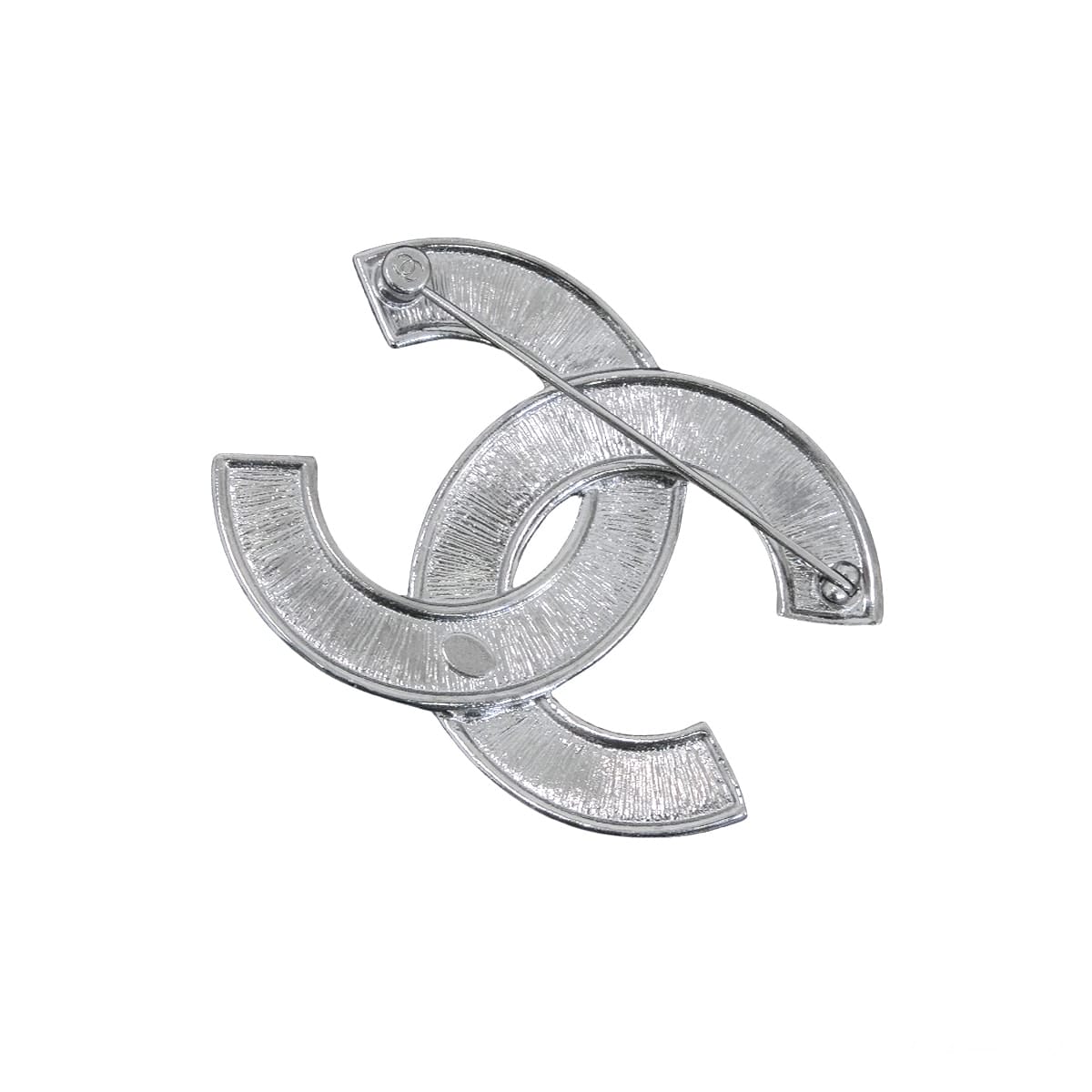 CHANEL broach Big COCO Mark Pearl & Rhinestones Silver Silver HW[EXCELLENT][Authentic]